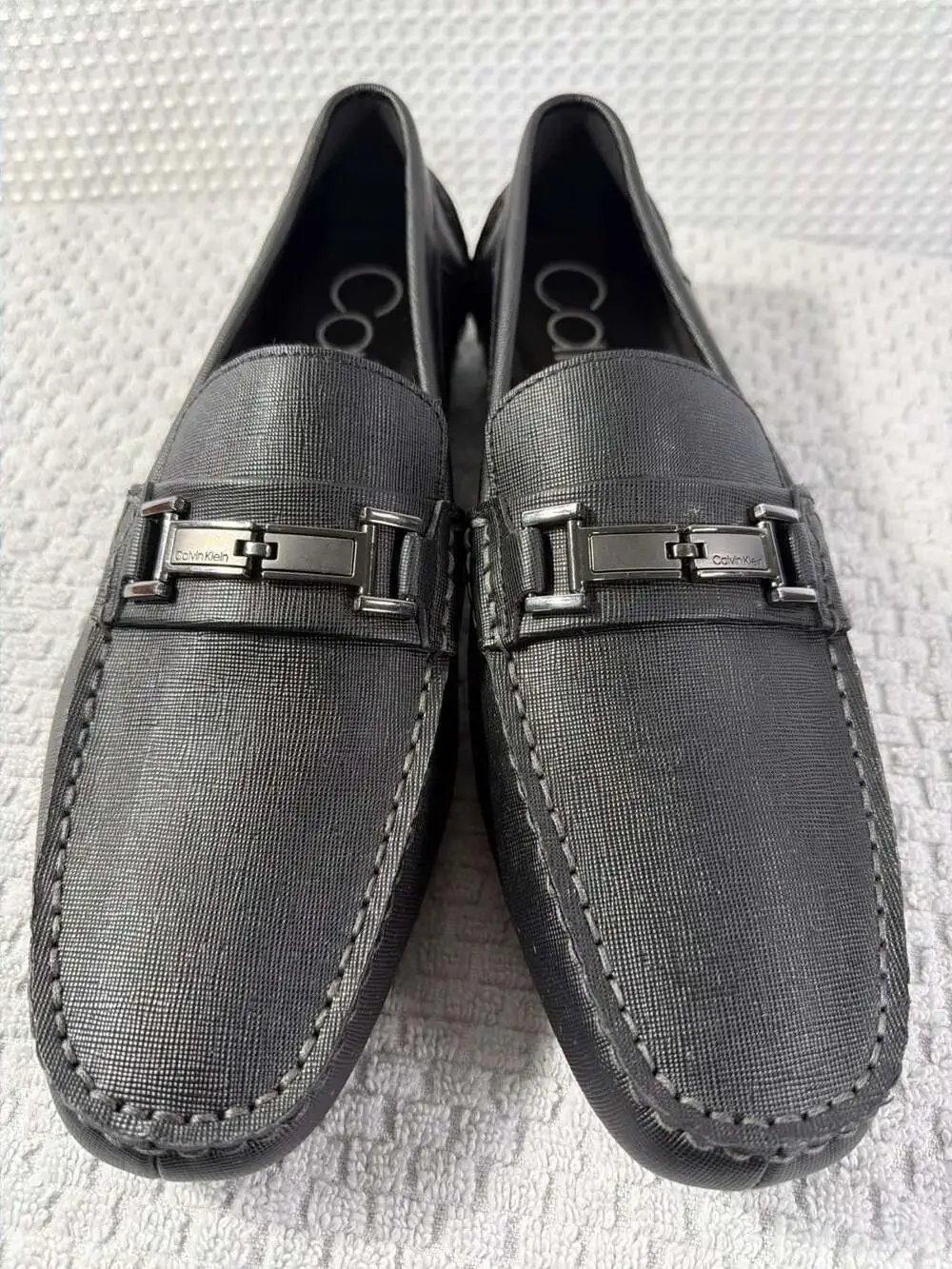 Calvin Klein Magnus Men's Slip-On Loafer in Black Weave Emboss